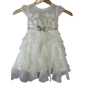 NWT J Michelle special occasion dress for girls, size 3T. All cream and gold.